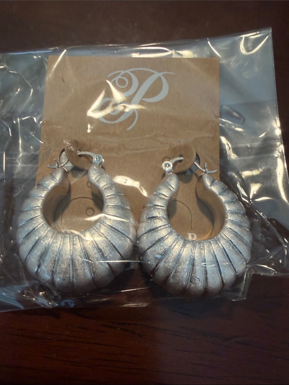 Pilgrim Silver Ribbed Hoop Earrings